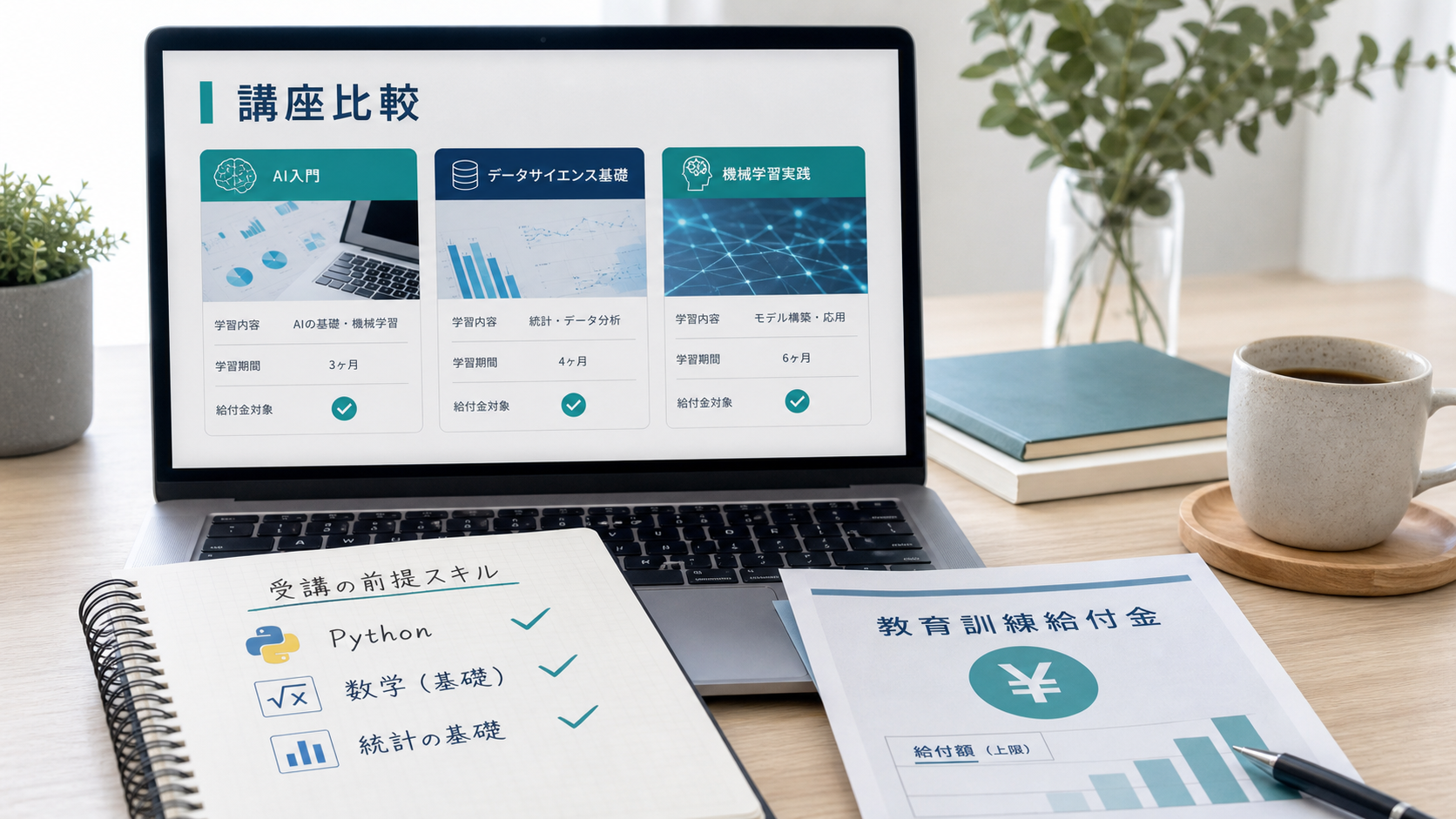 AI・データサイエンス講座の給付金比較｜Python前提・数学前提・転職支援まで講座単位で確認【2026年版】