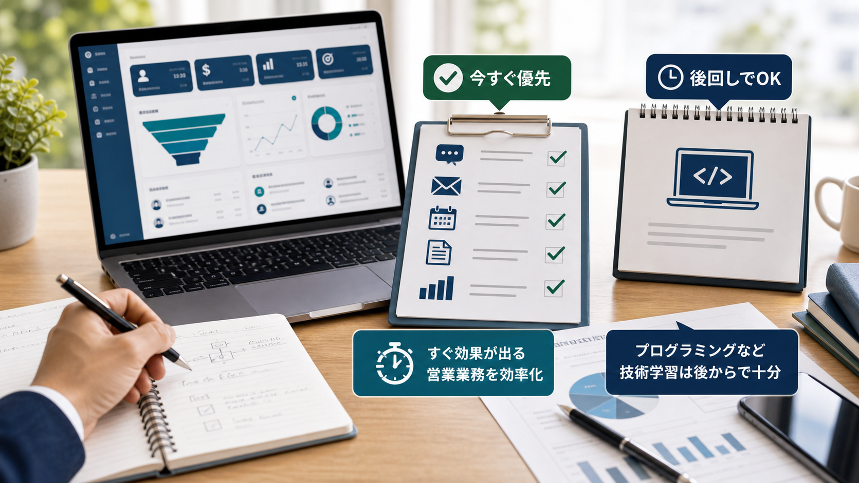 営業職がAIを学ぶなら、最初にやること・後回しでよいことを整理する